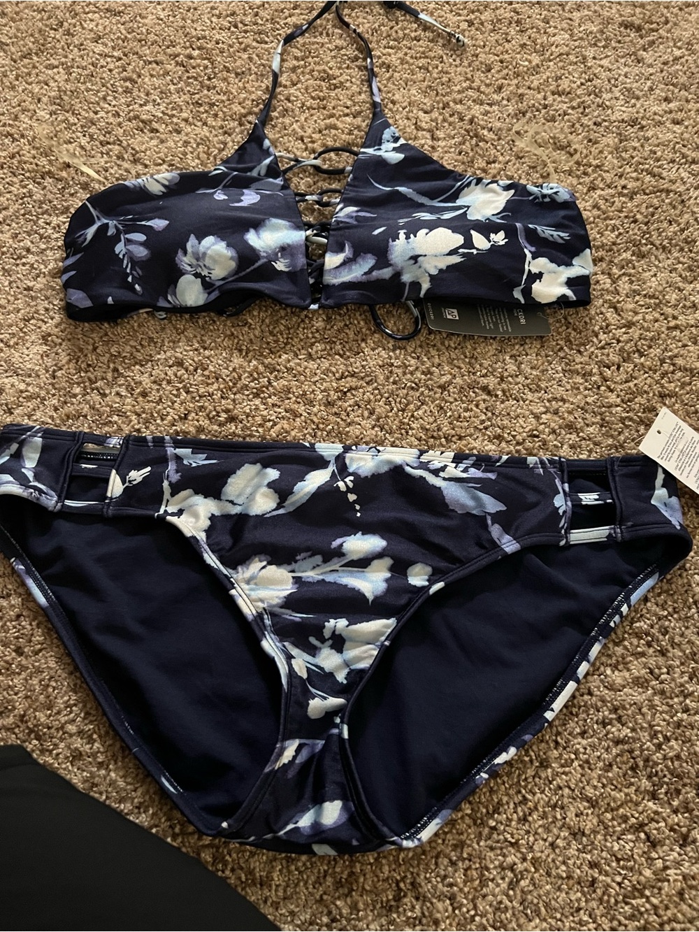 Athletes Floral Navy Bikini sz xl